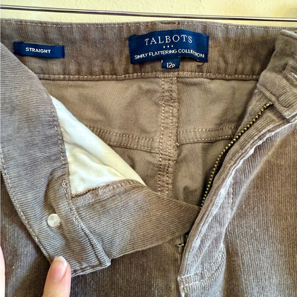 Talbots Gray Corduroy Straight Leg Pants Size 12P - Picture 4 of 5